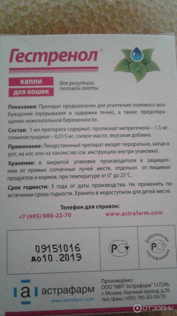 Гестренол Для Кошек Капли Цена